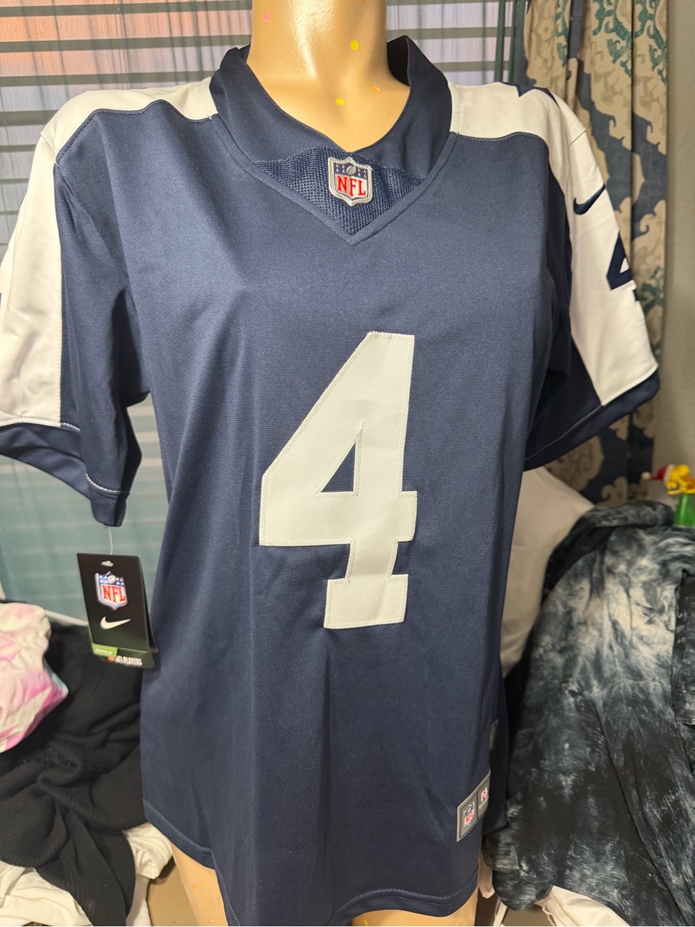 NFL Men's Navy and White #4 Football Jersey